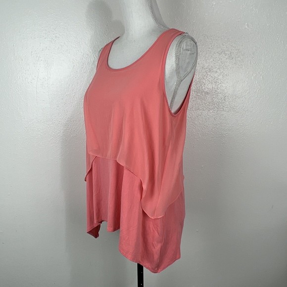 Vince Camuto Blouse Women Medium Pink Sleeveless Tiered Tank Top - Picture 2 of 11